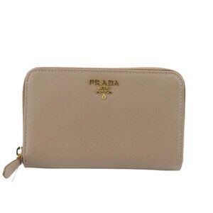 Prada Compact Zippy Wallet Beige